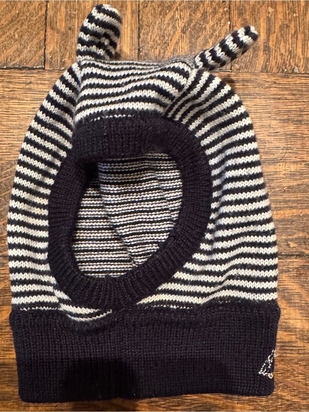 Petit Bateau Infant Striped Balaclava Hat Blue and White